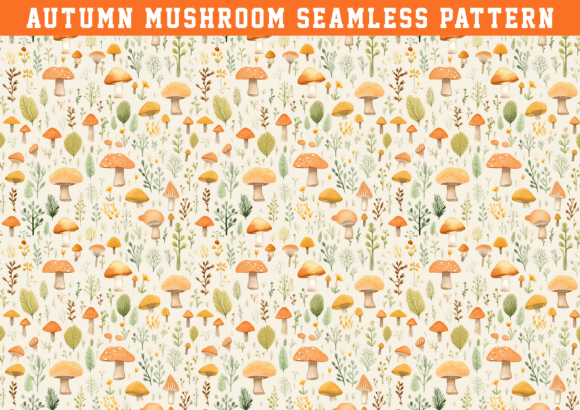 Download Watercolor Autumn Mushroom Pattern - Mushroom pattern Collection