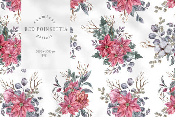 Download Christmas Poinsettia Seamless Pattern - Poinsettia Collection