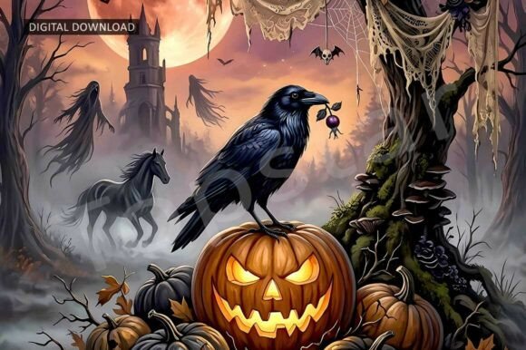 Download Creepy Forest Halloween Pumpkin Decor - Premium Bundle