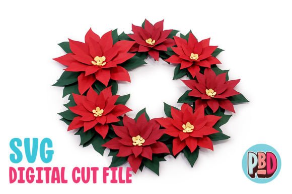 Download Poinsettia Wreath 3D Papercraft - Poinsettia Collection