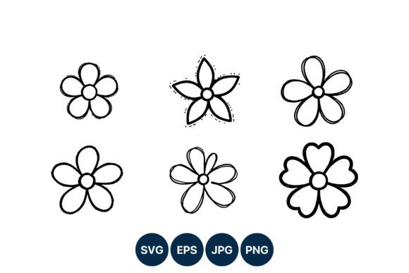 Download Hand Drawn Flower Doodles Six Petal - Doodles Collection