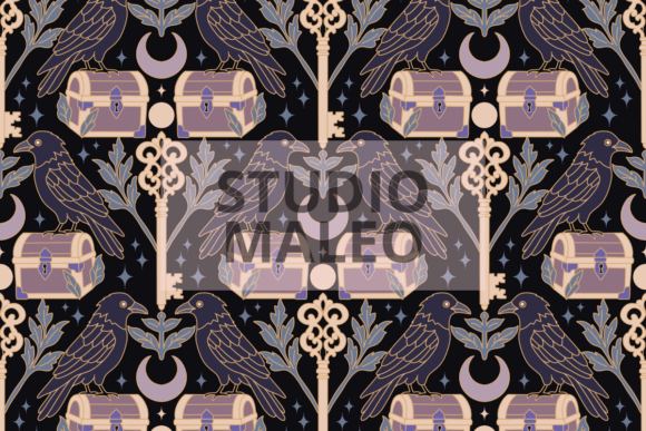 Download Gothic Raven Mystical Seamless Pattern - Premium Bundle