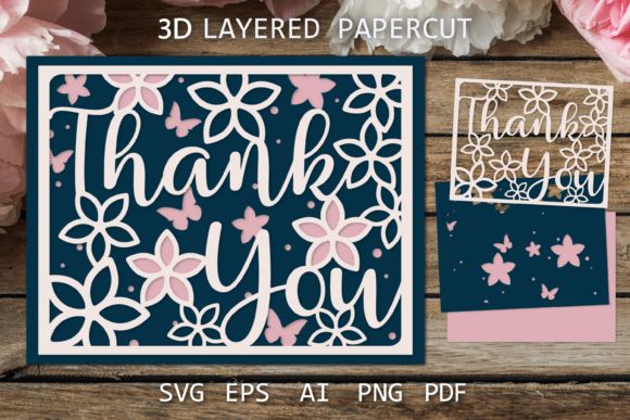 Download Thank You Card SVG Layered Papercut - Thank you Collection