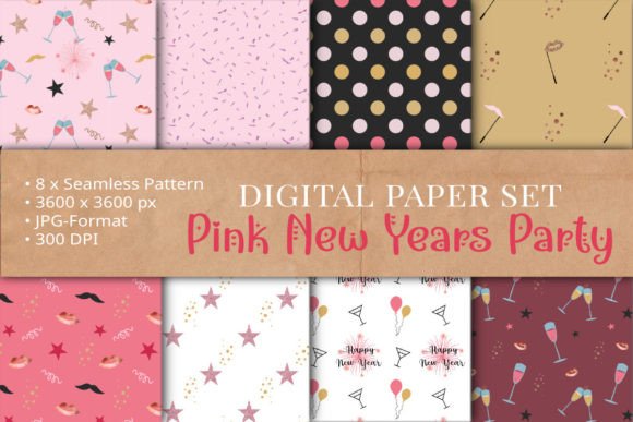 Download Pink New Years Party Pattern Set - Party Collection