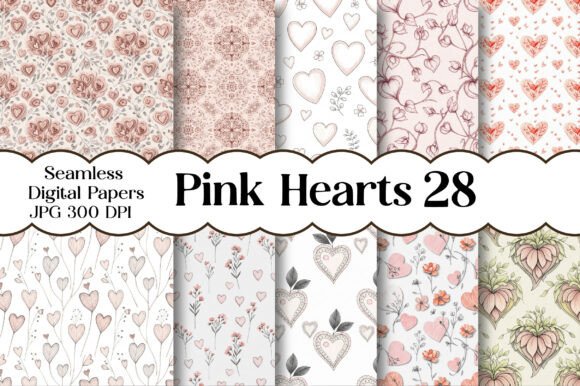 Download Pink Hearts Digital Paper - Premium Resources