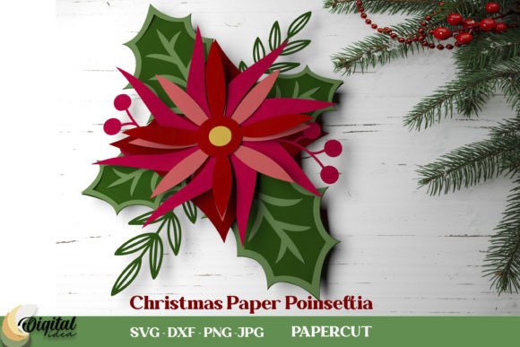 Download 3D Christmas Paper Poinsettia - Poinsettia Collection