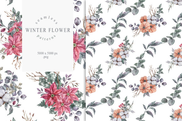 Download Christmas Poinsettia Seamless Patterns - Poinsettia Collection