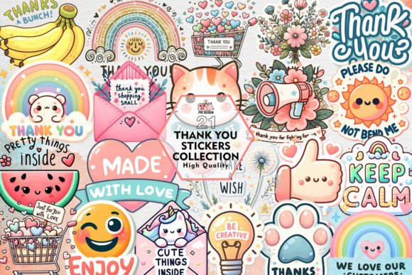 Download Thank You Stickers Bundle Clipart PNG - Thank you Collection