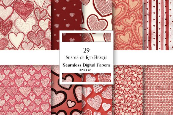 Download Shades of Red Hearts Digital Paper - Hearts digital paper Collection